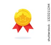 gold medal with star  red... | Shutterstock .eps vector #1323211244