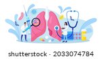 pulmonology. tiny doctors... | Shutterstock .eps vector #2033074784