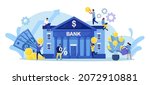 bank building with money tree.... | Shutterstock .eps vector #2072910881