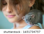 girl with a rat on his shoulder.... | Shutterstock . vector #1651734757