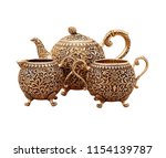 Set Of Antique Teapot Isolated...