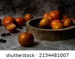 Oranges In Wooden Bowl....