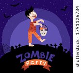 halloween kids zombie party. a... | Shutterstock .eps vector #1791126734
