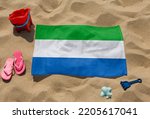 Beach Towel - Flag of Sierra Leone - realistic rendering with texture