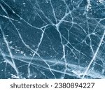 Small photo of Beautiful cracks surface of the frozen lake of Baikal lake with frost methane bubbles in winter season. Baikal is the largest freshwater lake and the world's deepest lake.
