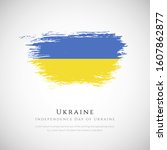 ukraine flag made in brush... | Shutterstock .eps vector #1607862877