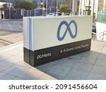 Small photo of 10th December 2021, Dublin, Ireland. Selective focus on the new Meta company signage, replacing the previous Facebook sign, outside its European headquarters building in Dublin's Grand Canal Square.