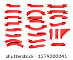 set of red ribbon scrolls.... | Shutterstock .eps vector #1279200241