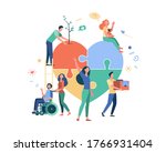 stylized volunteers help... | Shutterstock .eps vector #1766931404