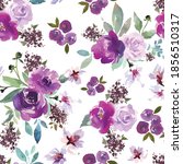 watercolor purple flowers.... | Shutterstock .eps vector #1856510317
