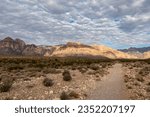 Small photo of Trailhead of the Grand Circle Loop of Red Rock Canyon National Conservation Area in Mojave Desert near Las Vegas, Nevada, United States. Remote hiking in La Madre Wilderness and Rainbow Mountain range