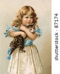 Little Girl Holding A Cat   A...