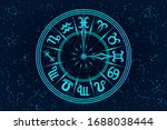 round frame with zodiac signs.... | Shutterstock .eps vector #1688038444