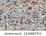 Pile of shredded paper. Document shredding, identity theft and fraud concept