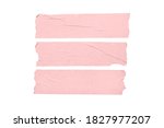 Set of pink blank tape stickers isolated on white background. Mock up template