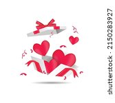 flying open gift box with heart ... | Shutterstock .eps vector #2150283927