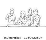 one line drawing of young happy ... | Shutterstock .eps vector #1750423607