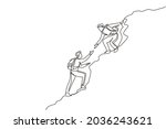 single one line drawing two men ... | Shutterstock .eps vector #2036243621