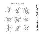 space icons | Shutterstock .eps vector #301104701