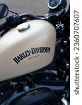 Small photo of San Francisco, USA - September 1, 2023: Harley Davidson motorcycle. Modern motorcycle of the American brand Harley Davidson