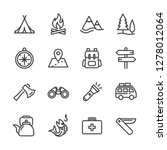 Camping Activities Line Icon...