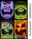 set of cards with scary... | Shutterstock .eps vector #2000666651