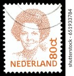 Small photo of MOSCOW, May 15, 2017: NETHERLANDS - CIRCA 1982: A stamp printed in Netherlands shows portrait of Queen Beatrix regnant of the Kingdom of the Netherlands, circa 1982