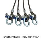 Small photo of Anchor shackle with wire rope sling for lifting on white background