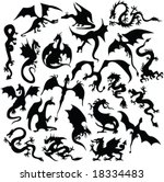 dragons silhouette collection   ... | Shutterstock .eps vector #18334483