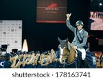 Small photo of Hong Kong -A?A? 23 February 2014 : Sweden rider Henrik von Eckermann celebrates after winning the Longines Grand Prix of Longines Hong Kong Masters 2014 at AsiaWorld-Expo in Hong Kong
