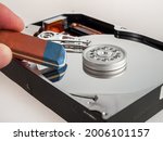 Small photo of Complete erasure deletion of data on the drive, personal data protection, digital security, recovery of lost files on the computer