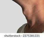 Small photo of Anatomy of the laryngeal cartilage in men, Adam's apple in men selective focus close-up