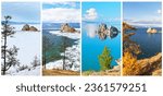 Baikal lake. collage of four...