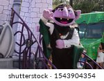 Small photo of Orlando, Florida. October 24, 2019. Count Von Count in Halloween Sesame Street Party Parade at Seaworld 13