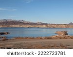 Small photo of A picture of Lake Mead with the mountains in the back ground