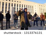 Small photo of Washington/USA – January 25, 2019 Marzieh Hashemi Iranian American journalist speaking at the U.S. Courthouse about her recent arrest and detention.