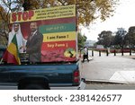 Small photo of Washington, DC – October 29, 2023: A truck billboard circled the White House accusing UAE Sheikh Bin Zayed of financing drone attacks against the Amara people in Ethiopia.