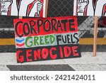 Small photo of Richmond, CA – February 3, 2024: Protesters at the Chevron refinery call upon the giant corporation to divest from its natural gas fields in Israel that are supporting the genocide in Gaza.