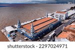 Small photo of Amazon River Landscape Ver-o-Peso Belem Para City Public Marketplace Ver o Peso Rive Fish Food Tourism Fishing Architecture Boats Fisherman Colonial Drone Aerial Rain Thunderstorm Culture Gastronomie