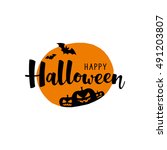 happy halloween vector card... | Shutterstock .eps vector #491203807