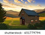 Vector Landscape With House ...