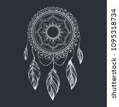 dreamcatcher with feathers and... | Shutterstock .eps vector #1095318734