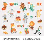 stickers child happy birthday... | Shutterstock .eps vector #1668026431