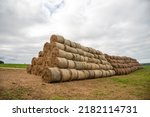 Hay Storage In Field Near Farm. ...