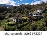 Small photo of Banos, Ecuador, 1-10-2023: Aerial view of the hotel Luna Volc?n