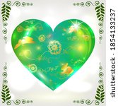 Green Glass Heart Decorated...