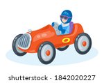 kids toys. red racing retro car.... | Shutterstock .eps vector #1842020227