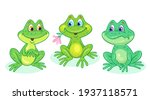 Three Funny Green Frogs Are...