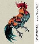 ruster chicken neo traditional... | Shutterstock .eps vector #2067806414