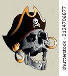 skull pirate tattoo neo... | Shutterstock .eps vector #2124706877